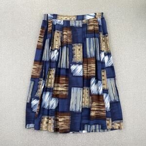 Vintage Y2K 90s Sag Harbor Maxi Skirt Large Blue Brown Geometric Funky Abstract